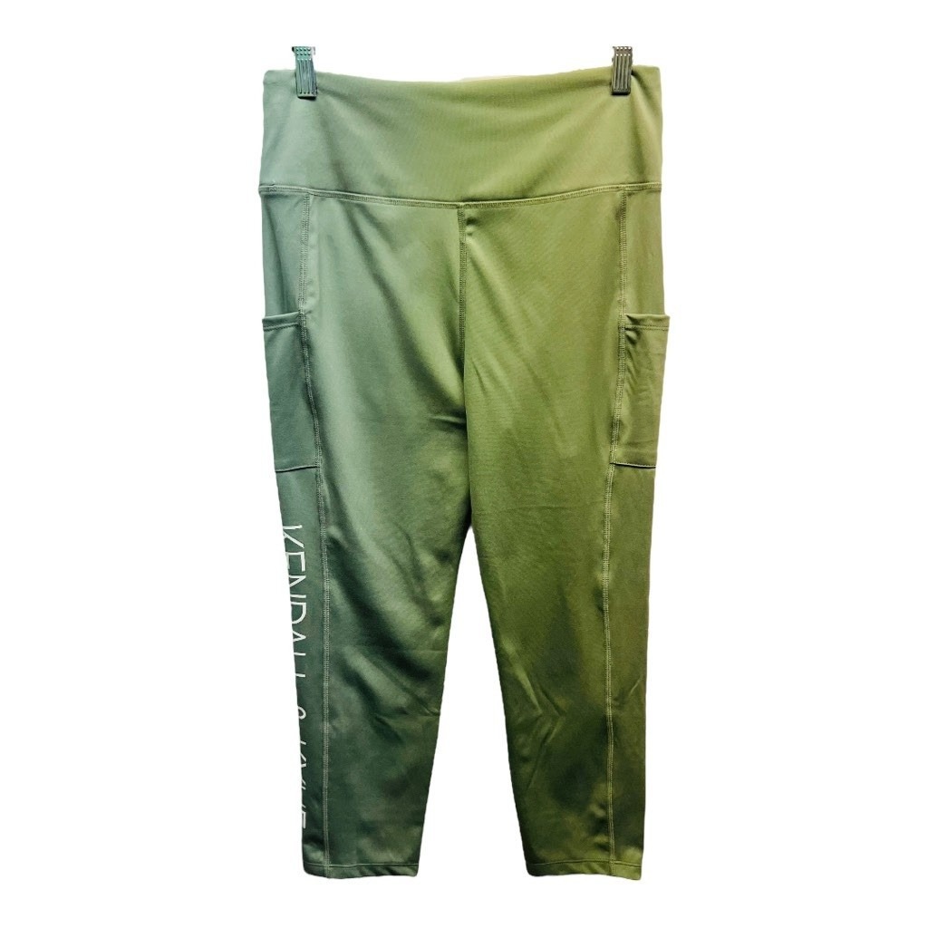 Kendall Kylie Capri Pants Large Foggy Green High Rise Yoga Pockets Athleisure — image 3 of 8